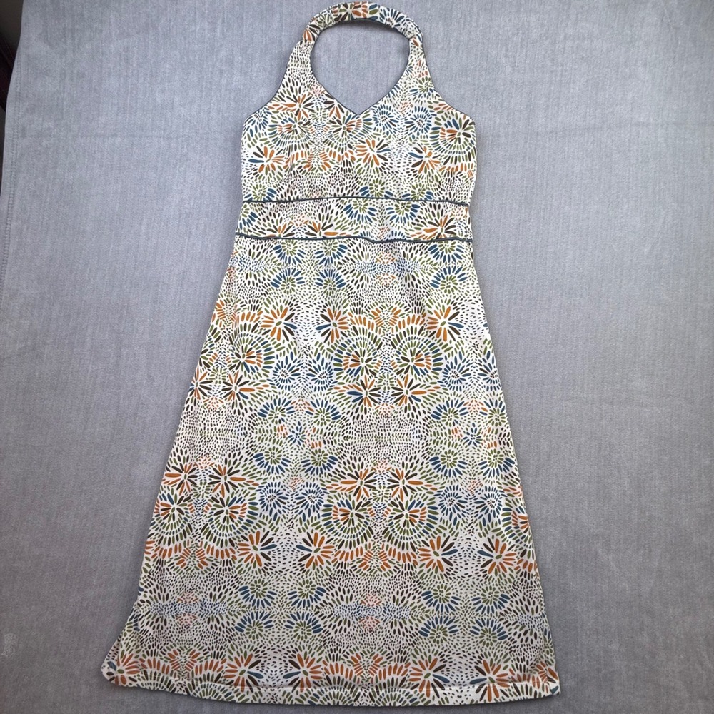 Aventura‎ Clothing Womens Organic Cotton Halter Maxi Dress Multi-Color Print M